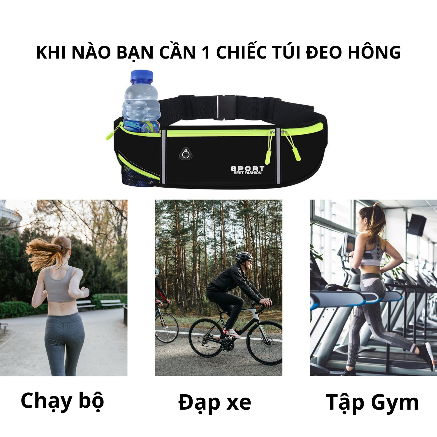 đai chạy bộ đeo hông đựng được bình nước